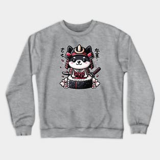 Kawaii Samurai Puppy Warrior Cute on Sushi Japanese Crewneck Sweatshirt